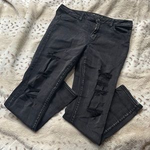 AE distressed black wash jegging!